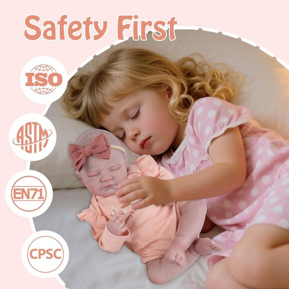20 Inch Reborn Baby Doll Girl Realistic Lifelike Newborn Toy for Kids Age 3+ - Picture 7 of 9